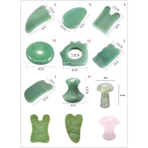12 Styles Natural Jade Stone Guasha Massage Tool SPA Therapy GuaSha Massager GuaSha Tools For Body Healthcare