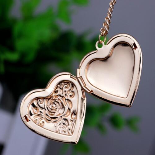 Latest Styles Heart Shaped Chrysanthemum Pattern Jewelry Exquisite Can Be Open Photo Locket Wish Necklaces Jewelry
