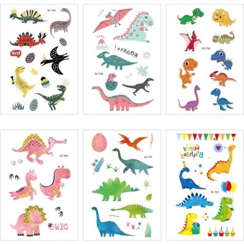 12 X 7CM New Product Children Dinosaur tattoo stickers, Cute and interesting cartoon