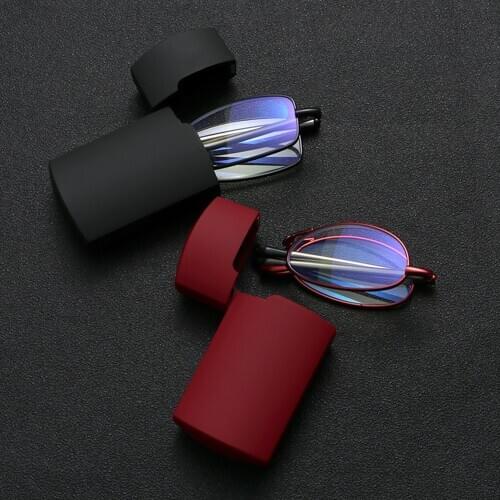 Retro Anti Blue Ray Anti-UV Folding Reading Glasses Frame Rotating Optical Computer Mini Portable Eyewear Diopter 1.0-4.0 Unisex