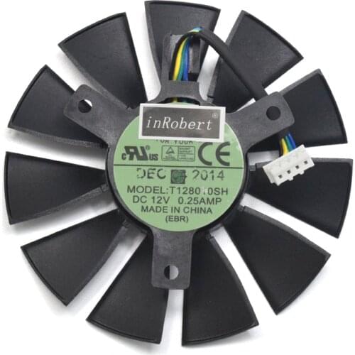 75mm T128010SH DC 12V 0.25A Cooler fan For ASUS STRIX GTX1060 1050 GTX960 GTX950 GTX750Ti R9 370 Graphic Card
