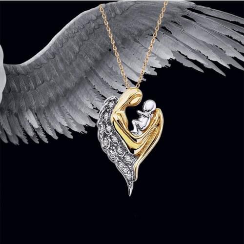 925 Sterling Silver Angel Mother Necklace Mother Day Gift Trendy New Born Gift Boho Women Female Jewelry Womens Mom Necklace