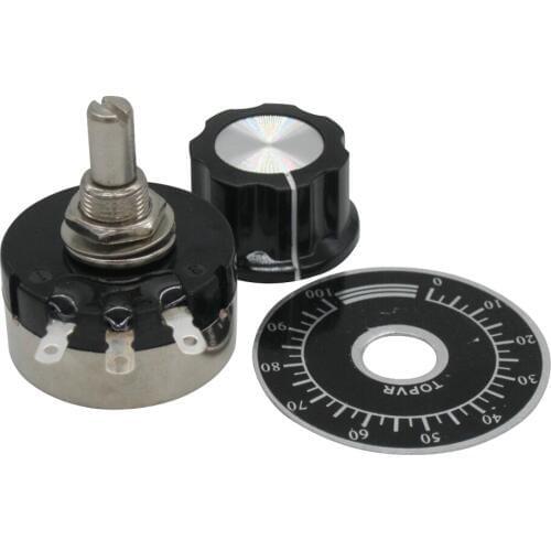 2pcs RV30YN20S B104 3W , 100K ohm Adjustable Resistance of Single Ring Carbon Film Potentiometer + 2pcs A03 knob + 2pcs dials
