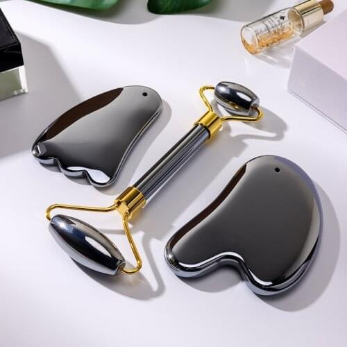 Face Massage Roller Gua Sha Board Terahertz Energy Stone Gouache Scraper Remove Wrinkle Lifting Facial Eye Skin Care Beauty Tool