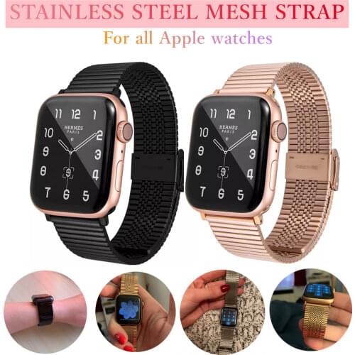 Stainless Steel Mesh Strap for Apple Watch Band 6 44mm 40mm Bracelet men Luxury strap for IWatch Series 6 SE 5 4 42mm 38mm women