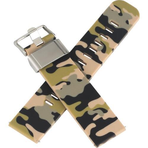 Silicone Camouflage Gray Replacement Band Adjustable Pin Buckle Available Water Resistant Watches Strap nato strap 22mm
