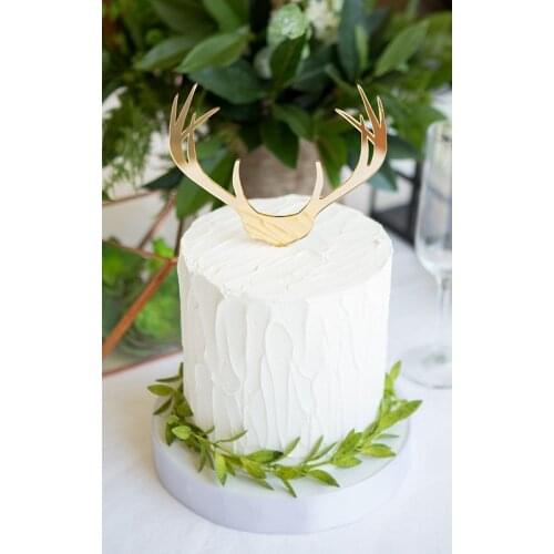 Boho Antler Wedding Cake Topper for Wedding Country Bohemian Party Shower Cake Decoration, Gold Rustic Style Dessert Table Deco