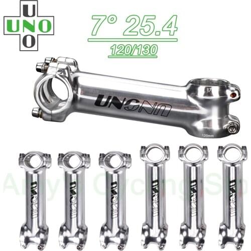 UNO Long Stem Riser Road Bike Bicycle Handlebar Stem 120/130mm Silver 25.4 Stem 7 Degree MTB Power Mountain Bike Parts
