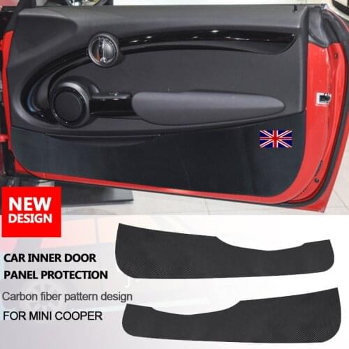 Door Panel Protection For Mini Cooper R56 R60 F54 F55 F56 F60 Countryman CarInner Anti Kick Film Imitation carbon fiber