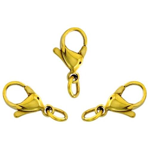 10pcs gold rose gold stainless steel Lobster clasp with split ring DIY Accessories Fit chain keychain Hang Pendent charm as gift
