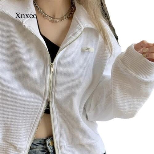 Spring and Autumn Womens White Short Jacket and Fashion Womens Spring and Autumn 2021 New All-Match Loose Top Small Baseball U