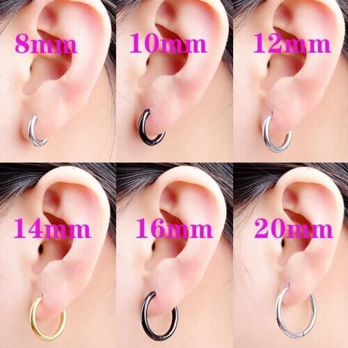 Gold Hoop Earring for Women Fashion Black Silver Color Punk Ear Rings Men Circle Earrings Hoops Stainless Steel Jewelry Unisex