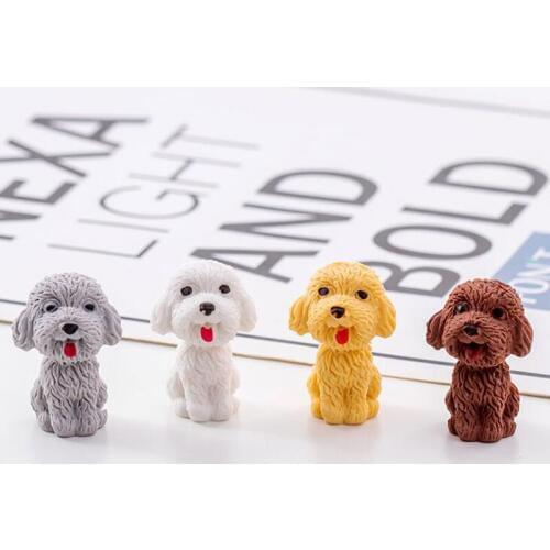 1pc Teddy Dog Eraser Kawaii Teddy Dog Eraser Cartoon Style Creative For Kids Funny Erasers Korean Stationery School Supplies