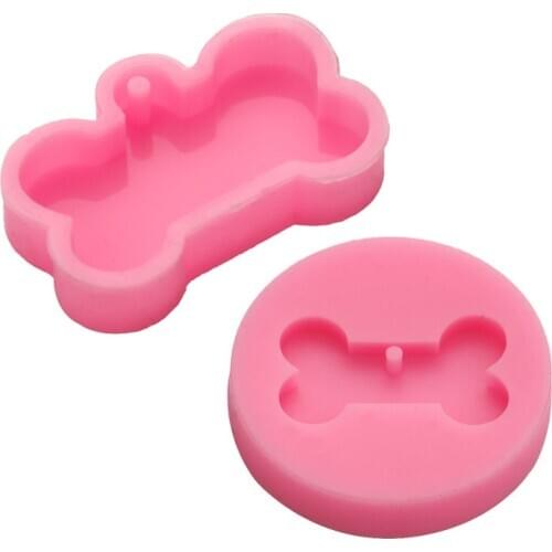 2pcs Dog Bone Shape Silicone Mold For Key Chain Pendant Moulds Suitable For Clay DIY Jewelry Making Epoxy Resin Mold