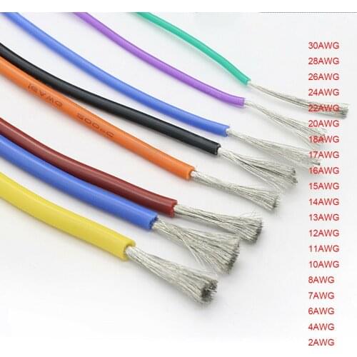 5M Extra Soft Silicone Wire 22/24/26/28/30AWG High Temperature Resistant Electronic Stranded Wire Tinned Copper Wire