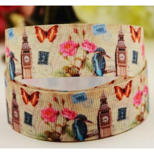 22mm 25mm 38mm 75mm Bird Cartoon printed Grosgrain Ribbon party decoration 10 Yards X-02859