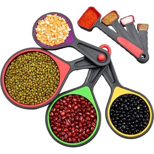 8 Pcs/Set Kitchen Measuring Spoons Portable Silicone Fold Coffee Sugar Scoop Cake Baking Flour Measuring Cups Kitchen Gadgets