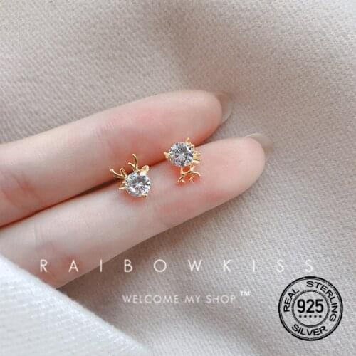 925 Sterling Silver Earrings For Women Elk Asymmetrical Simple Retro Fashion Design Girlfriend Gift Lady Wedding Jewelry INEFFA