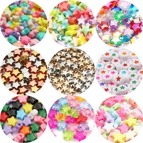 Mixed Star Acrylic Beads Various Pentagram Loose Spacer Beads For Jewelry Making DIY Handmade Necklace Bracelet Accessories