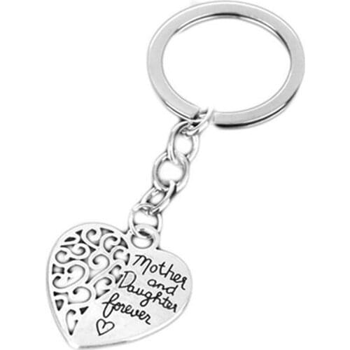 Mother and Daughter Forever Love Hollow Heart Key Ring Mothers Day Gift Keychain