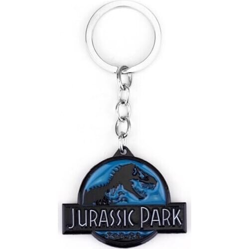 Movie Jurassic Park Keychain Jurassik World Logo Dinosaur Pendant Metal Keyrings For Women Men Jewelry Gift