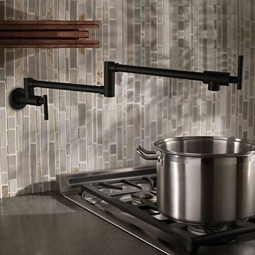 Oil Rubbed Bronze Wall Mounted Solid Brass Pot Filler Kitchen faucet, Double Joint Spout