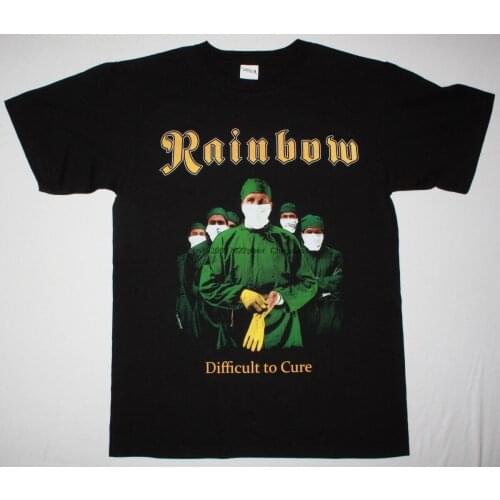 RAINBOW DIFFICULT TO CURE BLACK T SHIRT HARD ROCK BLACKMORE DEEP PURPLE ELF DIO