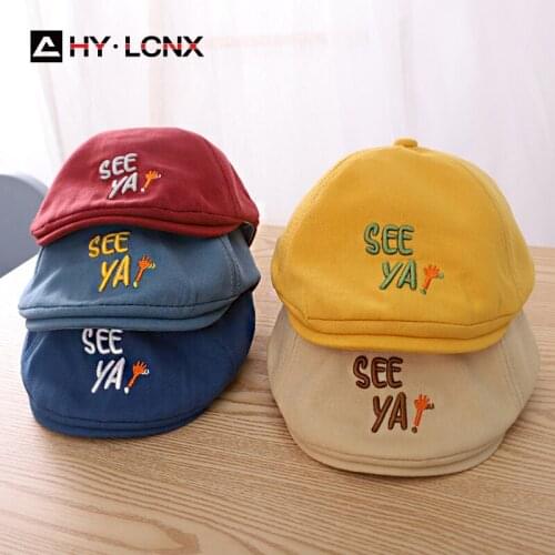Spring Autumn Baby Beret Childrens Fashion Letters Hat Cotton Embroidery Berets Sun Hats Boys Girls Outdoor Painter Fashion Cap