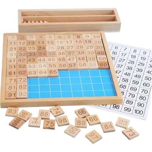 Wooden Math Montessori Learning Board, 1-100 Chart Consecutive Number Puzzle Counting Toys, Montessori Math Hundred Board