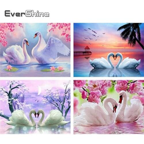 Evershine Diamond Painting Swan Full Square Rhinestone Cross Stitch Animals 5D DIY Mosaic Embroidery Sale Home Decoration