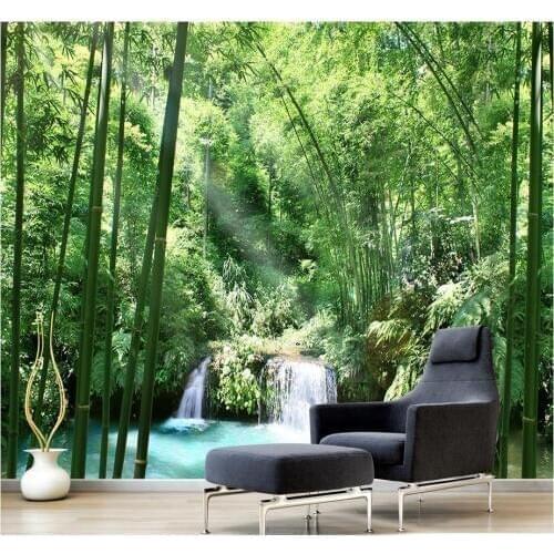 TV backdrop bedroom photo wall paper 3d painting bamboo forest Custom photo wallpaper