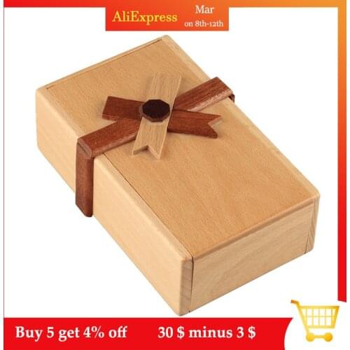 Puzzle Gift Case Box with Secret Compartments Wooden Money Box to Challenge