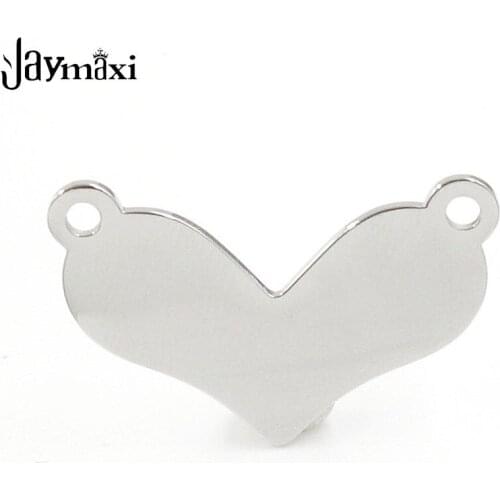 Jaymaxi Stainless Steel Heart Charm Mirror Polished Love Connectors Pendants Accessories DIY Jewelry 15.76*25.32mm 20piece/lot
