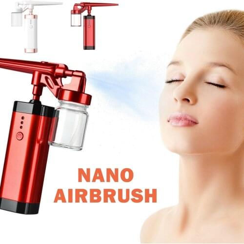 USB Air Compressor Kit Air-Brush Paint Spray Gun Airbrush 50ml Rechargeable Water Filling Nano Fog Mist Sprayer Beauty Tool