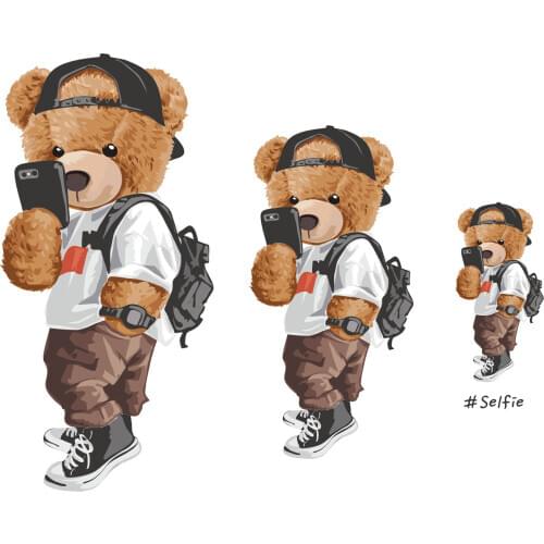 Cool bear stickers Iron on transfer for clothing vinyl iron on heat transfer thermo Stickers patches on clothes fabric stripes
