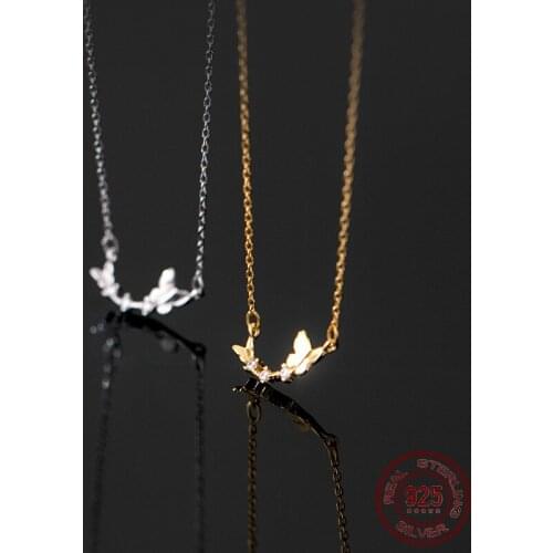 La Monada 41+4.5cm Butterfly Silver Necklace For Women Fine Silver 925 Jewelry Fashion Neck Pendants 925 Silver Chains Woman