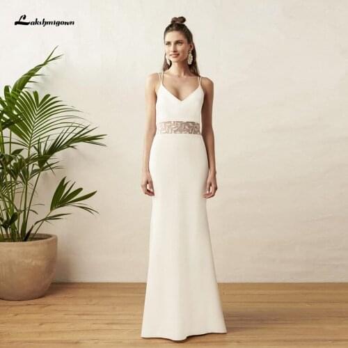 Lakshmigown Ivory Mermaid Wedding Dresses Spaghetti Straps 2021 Robe Sirene Sexy Bridal Receipt Dress Boho Wedding Gowns