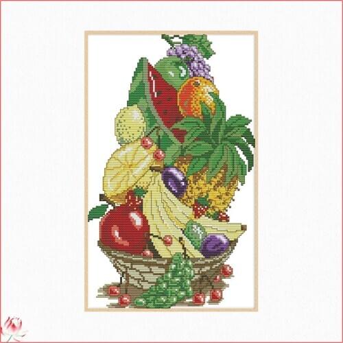 Joy Sunday Summer Fruit Cross Stitch Kits Handmade Embroidery 11CT 14CT Counted Printed Needlework Decoration Patterns Sets
