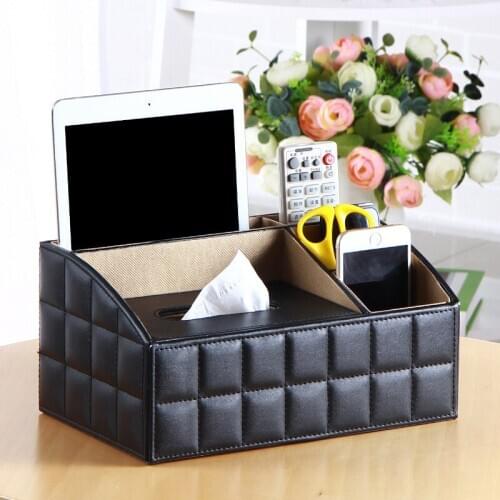 PU Leather Multifunction Tissue Box European Creative Napkin Storage Box