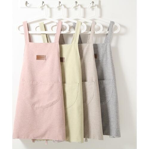 Fashion Solid Color Cooking Kitchen Apron For Woman Men Chef Waiter Cafe Shop Hairdresser Aprons Lovers Gift Bibs with Pockets