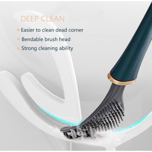Bathroom Cleaning Brush Set Silicone Brush Head Toilet Brush Wall-Mounted Automatic Opening And Closing No Dead Corner Wash