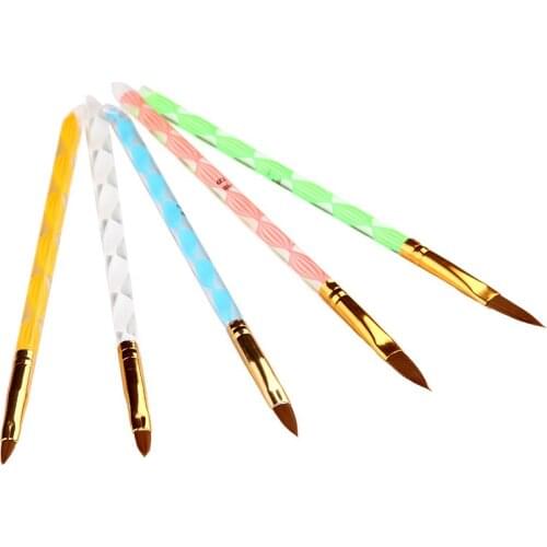 NOQ 5 Pcs/set Nail Art Carved Pen Acrylic Crystal Pole Manicure Brushes 3D Design For UV GEL Polish Salon Tools