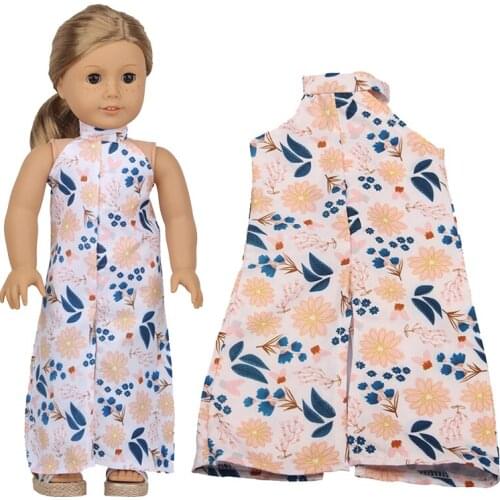 2021 New Pattern Clothes Long Round Neck Dress Without Sleeves Fit 18 Inch American&43cm Baby New Born Doll Clothes Accessories