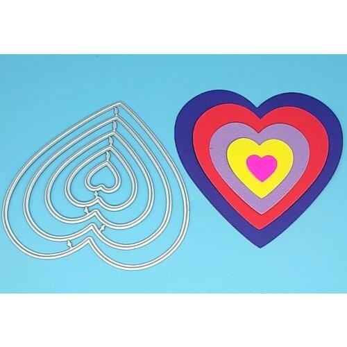 New 5PCS Hearts of metal cutting dies DIY template, scrapbook, engraving paper cards album crafts cutting dies