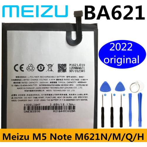 100% New Original Battery For Meizu M5 Note 3.85V 4000mAh Replacement BA621 BA-621 Battery BA 621 With Tracking Number