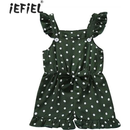 Baby Girls Rompers Ruffle Flounced Sleeve Polka Dot Print Romper Summer Square Neck Jumpsuit Newborn Baby Playsuits For Girls