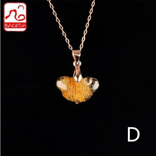 Baceda Natural Crystal Natural Copper Titanium Rutilated HQ one direction pendant Necklace with certificate and gift box