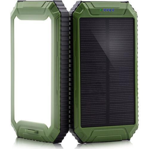 PowerGreen Original Li-Polymer Battery 10000mAh Solar Charger Power Bank with Mini Panel for Phones