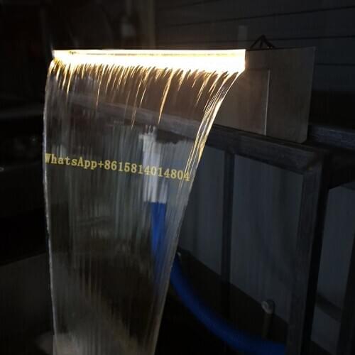 Easy install outdoor decorative waterfall stainless steel 304 swimming pool waterfall with led light