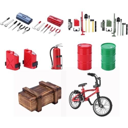 RC Rock Crawler Cars Decorative Set RC Climbing Car Simulation Metal Tools fuel tanks fire extinguisher oil drum wooden box Part